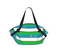 eeprty Flag of the Republic of Uzbekistan Printed Foldable Outdoor Blanket With Internal Pockets, Round 94cm Mat for Beach Lawn Outing
