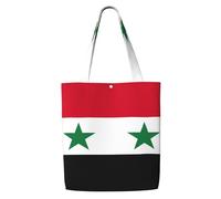 eeprty Flag Of The Syrian Arab Republic Print Canvas Reusable Grocery Shopping Blank Tote Bag With Handles For Crafts, Tote Bags For Women