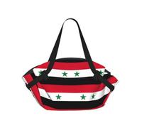 eeprty Flag of the Syrian Arab Republic Printed Foldable Outdoor Blanket With Internal Pockets, Round 94cm Mat for Beach Lawn Outing