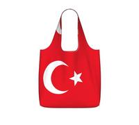 eeprty Flag of Turkey Printed Reusable Grocery Tote Bag, Foldable Shopping Bag 25L, Lightweight for Travel Daily Use