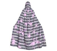 eeprty Flock Of Tropical Flamingos Printing 57.8 Inches Length Hooded Cloak, Adult Halloween Wizard Robe, Large Hood,Perfect For Cosplay