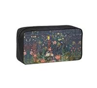 eeprty Flowers Birds Printed Canvas-Style Pen Case, Roomy Zippered Pouch with Handle for Daily School Office Art