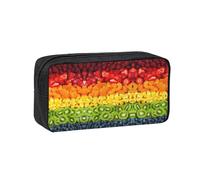 eeprty Fruit Rainbow Printed Canvas-Style Pen Case, Roomy Zippered Pouch with Handle for Daily School Office Art