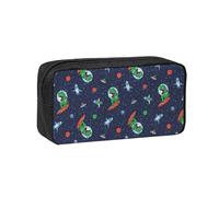 eeprty Funny Astronaut Dinosaur Rocket Printed Canvas-Style Pen Case, Roomy Zippered Pouch with Handle for Daily School Office Art
