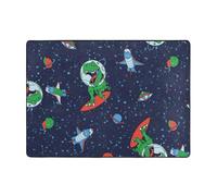 eeprty Funny Astronaut Dinosaur Rocket Printing Soft Carpet 80x58 In, Flannel Non Slip Carpet For Autumn Living Room Office With Memory Foam