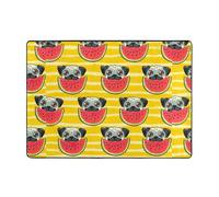 eeprty Funny French Bullfighting Watermelon Printing Soft Carpet 80x58 In, Flannel Non Slip Carpet For Autumn Living Room Office With Memory Foam