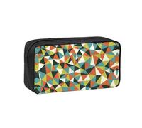 eeprty Geometric Figure Printed Canvas-Style Pen Case, Roomy Zippered Pouch with Handle for Daily School Office Art