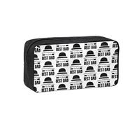 eeprty Happy Fathers Day to The Best Dad Printed Canvas-Style Pen Case, Roomy Zippered Pouch with Handle for Daily School Office Art