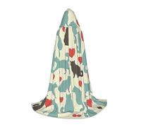 eeprty Happy Walking Kitty Hooded Cape For Teenagers Stage Performance Theater Costume Gothic Fantasy Medieval Long Cape