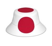 eeprty Japanese Flag Print Sun Protection Hat, Reflective Bucket Hat, Reversible Outdoor Hat for Gardening and Fishing Black