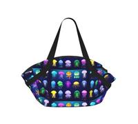 eeprty Jellyfish ocean Printed Foldable Outdoor Blanket With Internal Pockets, Round 94cm Mat for Beach Lawn Outing