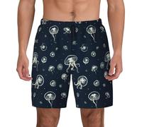 eeprty Jellyfish Pattern Short Swim Trunks with Waist Rope and Two Side Pockets Beach Shorts Bathing Suits for Men Black