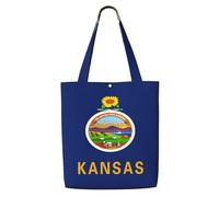 eeprty Kansas State Flag Print Canvas Reusable Grocery Shopping Blank Tote Bag With Handles For Crafts, Tote Bags For Women