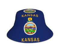 eeprty Kansas State Flag Print Sun Protection Hat, Reflective Bucket Hat, Reversible Outdoor Hat for Gardening and Fishing Black