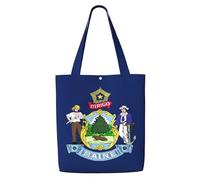 eeprty Maine State Flag Print Canvas Reusable Grocery Shopping Blank Tote Bag With Handles For Crafts, Tote Bags For Women