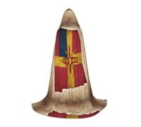eeprty New Mexico Simple Flag Map Hooded Cape For Teenagers Stage Performance Theater Costume Gothic Fantasy Medieval Long Cape