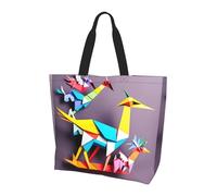eeprty Origami Multicolor Papercraft Cranes 1 Large Tote Bag For Women, Durable Shoulder Bag With All-Over Print, Reusable Shopping Handbag For Work Travel
