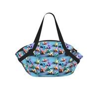 eeprty Origami Multicolor Papercraft Cranes Printed Foldable Outdoor Blanket With Internal Pockets, Round 94cm Mat for Beach Lawn Outing