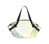 eeprty Petals Garden Leaves Printed Foldable Outdoor Blanket With Internal Pockets, Round 94cm Mat for Beach Lawn Outing