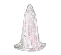 eeprty Pink Abstract Ink Marble Gray Artistic Hooded Cape For Teenagers Stage Performance Theater Costume Gothic Fantasy Medieval Long Cape