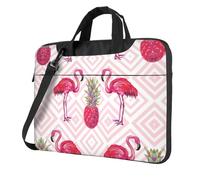 eeprty Pink Flamingo Pineapple Print Stylish Printed Laptop Bag Modern Retro Computer Tote For Her Unique Birthday Gift