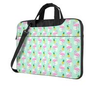 eeprty Pink Flamingo Pineapples Print Stylish Printed Laptop Bag Modern Retro Computer Tote For Her Unique Birthday Gift