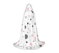 eeprty Pink Gray White Modern Polka Dot Pattern Hooded Cape For Teenagers Stage Performance Theater Costume Gothic Fantasy Medieval Long Cape