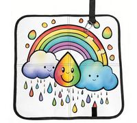 eeprty Rainbow Clouds Raindrop 1 Printed Portable Seat Cushion Strap, Foldable Pad for Stadium Bleachers Hiking Travel