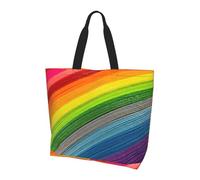 eeprty Rainbow Color Stripe Large Tote Bag For Women, Durable Shoulder Bag With All-Over Print, Reusable Shopping Handbag For Work Travel