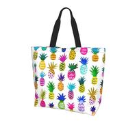 eeprty Rainbow Pineapple Large Tote Bag For Women, Durable Shoulder Bag With All-Over Print, Reusable Shopping Handbag For Work Travel