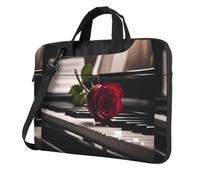 eeprty Red Rose On Piano Print Stylish Printed Laptop Bag Modern Retro Computer Tote For Her Unique Birthday Gift