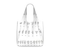 eeprty Sign Language Alphabet Printed Reusable Grocery Tote Bag, Foldable Shopping Bag 25L, Lightweight for Travel Daily Use