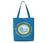 eeprty South Dakota Flag Print Canvas Reusable Grocery Shopping Blank Tote Bag With Handles For Crafts, Tote Bags For Women