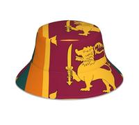 eeprty Sri Lanka Flag Print Sun Protection Hat, Reflective Bucket Hat, Reversible Outdoor Hat for Gardening and Fishing Black