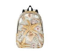 eeprty Starfish Seashell Sandy Beach Printing Boys Girls Drawstring Bags String Backpack Bulk Cinch Sack Tote Bags For Gym, Sports, Travel