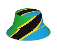 eeprty Tanzania Flag Print Sun Protection Hat, Reflective Bucket Hat, Reversible Outdoor Hat for Gardening and Fishing Black