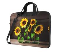 eeprty Three Sunflowers On Wooden Print Stylish Printed Laptop Bag Modern Retro Computer Tote For Her Unique Birthday Gift