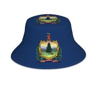 eeprty Vermont State Flag Print Sun Protection Hat, Reflective Bucket Hat, Reversible Outdoor Hat for Gardening and Fishing Black