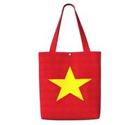 eeprty Vietnamese Flag Print Canvas Reusable Grocery Shopping Blank Tote Bag With Handles For Crafts, Tote Bags For Women