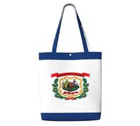 eeprty West Virginia State Flag Print Canvas Reusable Grocery Shopping Blank Tote Bag With Handles For Crafts, Tote Bags For Women