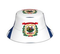 eeprty West Virginia State Flag Print Sun Protection Hat, Reflective Bucket Hat, Reversible Outdoor Hat for Gardening and Fishing Black