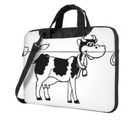 eeprty White And Black Cow Print Stylish Printed Laptop Bag Modern Retro Computer Tote For Her Unique Birthday Gift