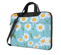 eeprty White Daisy In Light Blue Background Print Stylish Printed Laptop Bag Modern Retro Computer Tote For Her Unique Birthday Gift
