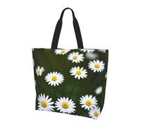 eeprty Wild White Daisy Flower Large Tote Bag For Women, Durable Shoulder Bag With All-Over Print, Reusable Shopping Handbag For Work Travel
