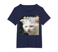 Eepy Cat Silly Sleepy Cat Meme T-Shirt, Women's Plus, Navy Blue, 6X
