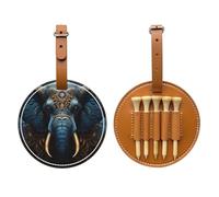 Eerie Elephant Brown Printed golf tee storage bag - portable design, easy to organize tee