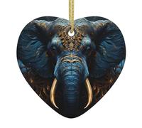 Eerie Elephant Christmas Ceramic Heart Ornaments Printed Ceramic Decorations Suitable for Hanging on windowsills and fireplaces