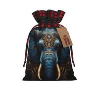 Eerie Elephant Holiday Printed Drawstring Pouch M For Party Wrapping, Wedding Favor, And Storage