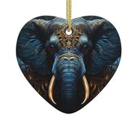 Eerie Elephant Printed Ceramic Ornaments Christmas Ceramic Heart Ornaments Suitable for Hanging on windowsills and fireplaces