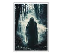 Eerie Ghost Forest Canvas Wall Art Pictures Artwork Prints Spooky Poster Painting Gothic Wall Decor Mural for Living Room Halloween Decor 50x75cm Frameless